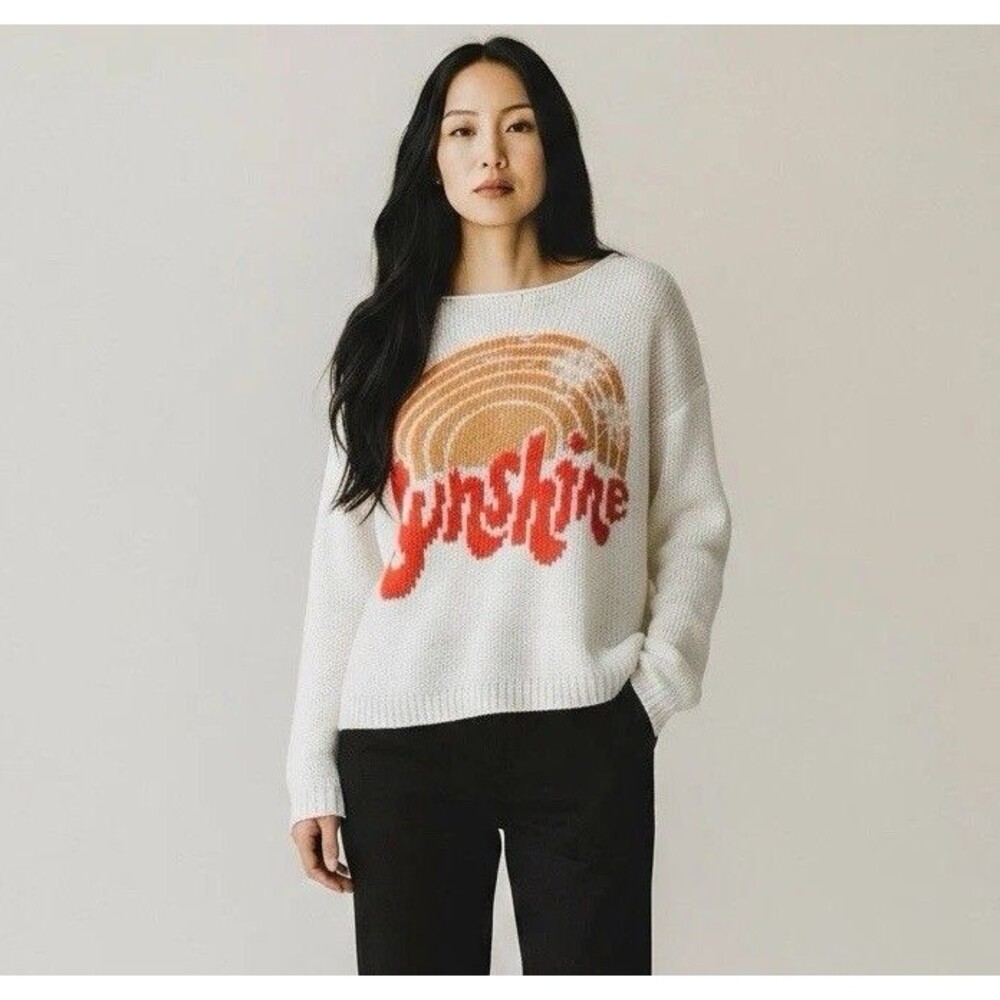 Wooden Ships Sunshine Sweater White Knit Lightweight Oversized Beach Coastal XS